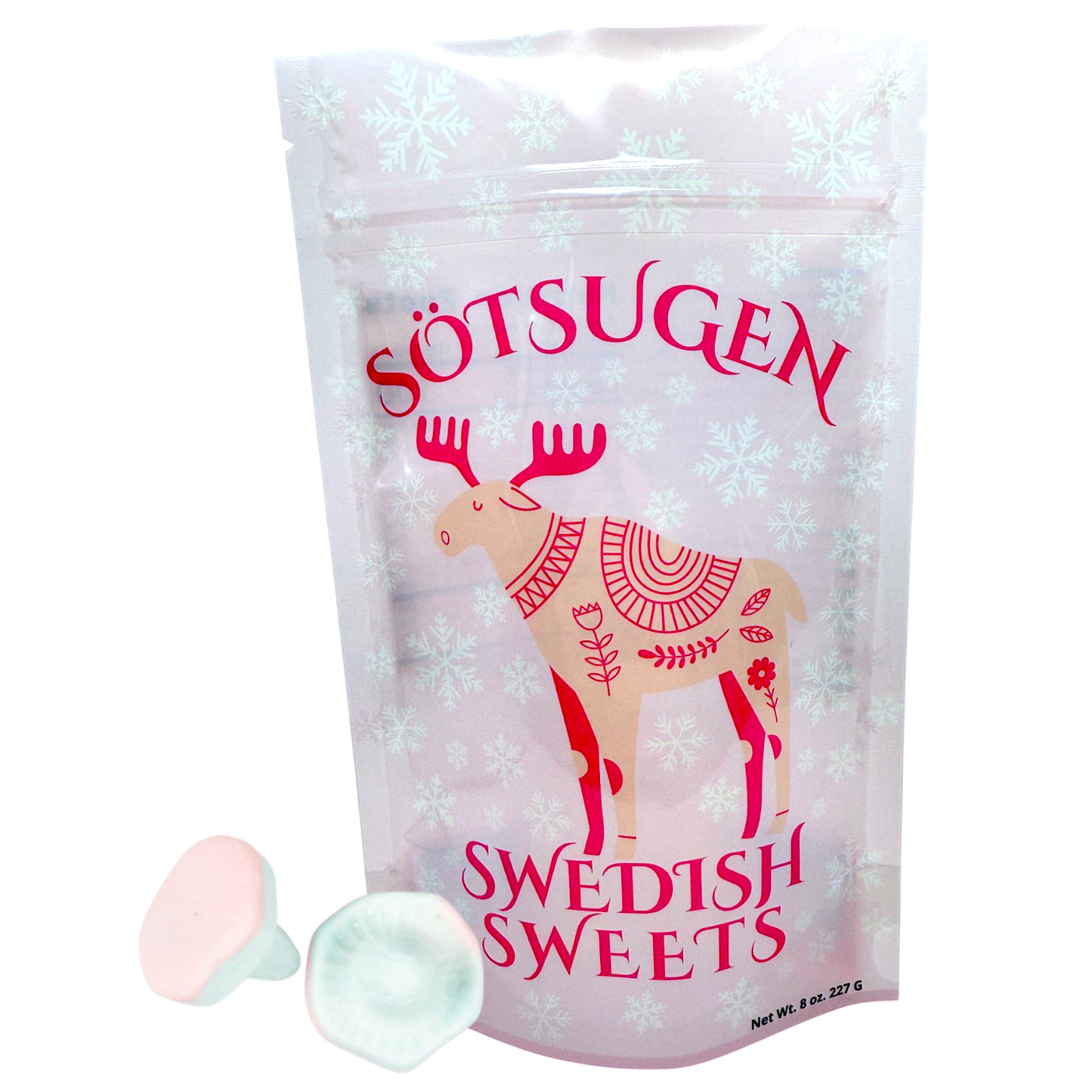Swedish candy fizzy mushrooms in a branded swedish sweets 