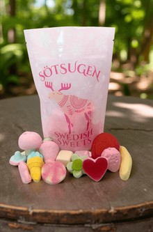 Marshmallow Mix Swedish candy 1/2 lb bag outdoors – pink Swedish Sweets candy with soft marshmallows